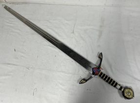 TOLEDO BLACK PRINCE REPRODUCTION SWORD WITH 88CM LONG DOUBLE EDGED BLADE WITH DECORATION