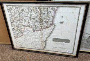 FRAMED MAP SECTION TITLED SOUTHERN PART OF ABERDEEN & BANFFSHIRE, PUBLISHED BY JOHN THOMSON,