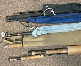 SELECTION OF FISHING RODS TO INCLUDE A 2 PIECE HARDY ROD,