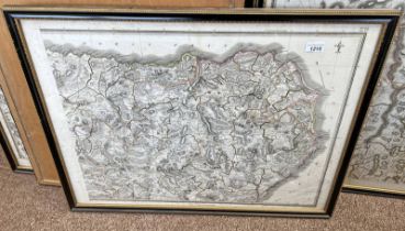 FRAMED MAP SECTION SHOWING THE NORTH EAST OF SCOTLAND TO INCLUDE PETERHEAD, CRUDEN BAY, PORTSOY ETC,