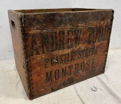 ANDREW TODD 2 CASTLE STREET MONTROSE WOODEN CRATE 42CM ACROSS