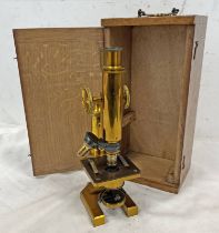 BRASS MICROSCOPE BY R & J BECK, LONDON,