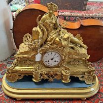 MID 19TH CENTURY FRENCH GILT METAL MANTLE CLOCK, BRASS WORKS BY VINCENTI & CO.