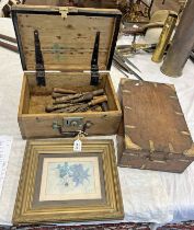 SELECTION OF VARIOUS TOOLS IN A WOODEN BOX,