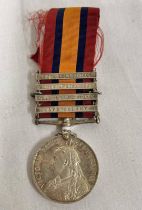QUEENS SOUTH AFRICA MEDAL WITH 4 CLASPS, SOUTH AFRICA 1901, SOUTH AFRICA 1902,