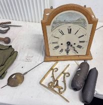 WALL CLOCK WITH BRASS WALL MOUNTS,