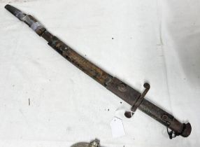 BRITISH 1856 PATTERN SWORD BAYONET WITH REMAINS OF SCABBARD PRESENT