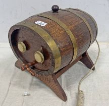 MINIATURE WHISKY BARREL WITH BUILT IN RADIO AND SPEAKER