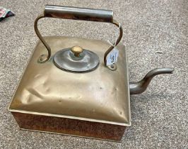 19TH CENTURY SQUARE COPPER KETTLE 31CM TALL