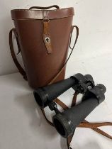 BARR & STRAND 12 X CF 39 BINOCULARS IN LEATHER CASE