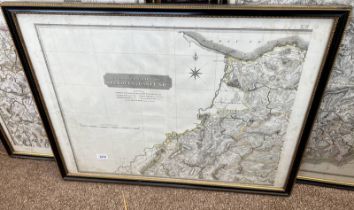 FRAMED MAP SECTION TITLED "NORTHERN PART OF ABERDEEN & BANFFSHIRE", ENGRAVED BY J & G MENZIES,