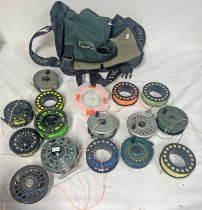 SELECTION OF FISHING REELS & SPOOLS TO INCLUDE GREYS GRX #7/8,