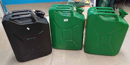 3 PAINTED JERRY CANS