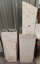 4 MARBLE SLABS IN VARIOUS SIZES.