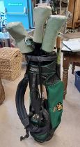 PING VOYAGE TEAM GOLF BAG & CONTENTS OF GOLF CLUBS Condition Report: 8 clubs total -