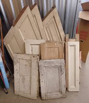 GOOD SELECTION OF PAINTED WOODEN SHUTTERS AND PANEL DOORS IN VARIOUS SIZES