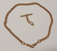9CT GOLD CURB LINK WATCH CHAIN - 41.5 CM LONG, 43.