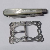 VICTORIAN SILVER & MOTHER OF PEARL APPLE KNIFE BY JOHN YEOMANS COWLISHAW,