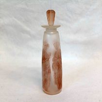 LALIQUE COTY AMBRE PERFUME BOTTLE DECORATED WITH 4 CLASSICAL FEMALE FIGURES,