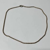 EARLY 20TH CENTURY YELLOW METAL CHAIN NECKLACE MARKED 9C - 7.