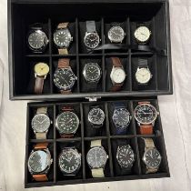 20 EAGLEMOSS MILITARY STYLE WRISTWATCHES IN WATCH CASE Condition Report: All are in