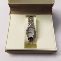 MAURICE LACROIX LADIES STAINLESS STEEL WRISTWATCH WITH DIAMOND SET DIAL,