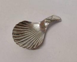 GEORGE III SILVER CADDY SPOON WITH SHELL BOWL BY JOHN THORNTON,