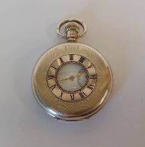 SILVER HALF HUNTER POCKETWATCH Condition Report: Currently running but no guarantee.