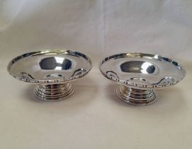 PAIR SILVER PEDESTAL BON BON DISHES, BIRMINGHAM 1937 - 11.