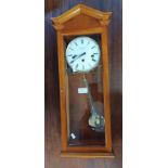 YEW WOOD WALL CLOCK SIGNED COMITTI LONDON TO DIAL