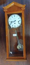 YEW WOOD WALL CLOCK SIGNED COMITTI LONDON TO DIAL