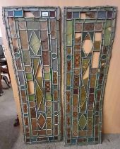 2 LEADED , STAINED GLASS PANELS.