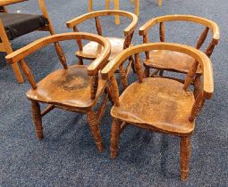 SET OF 4 CHILD'S ARMCHAIRS ON TURNED SUPPORTS