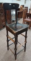 20TH CENTURY MAHOGANY CLARKS HIGH CHAIR ON TURNED SUPPORTS