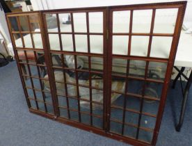 20TH CENTURY 3 PART FOLDING SHOP SCREEN WITH 3 ASTRAGAL GLAZED PANELS. 104 CM TALL .