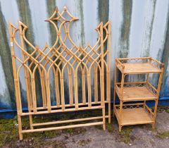 BAMBOO 3 TIER WHAT-NOT & PAIR OF BAMBOO DIVIDERS