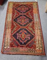 RED, CREAM & BLACK MIDDLE EASTERN CARPET,