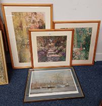 'THE GARDEN PATH' CLAUDE MONET FRAMED PRINT AND ARRIVAL OF THE TALL SHIPS ABERDEEN AUGUST 1991 BY