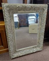 LARGE CREAM COLOURED FRAMED MIRROR - 125 X 96 CM OVERALL