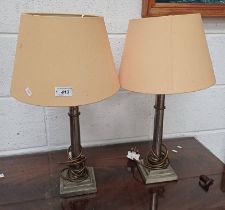 PAIR OF METAL TABLE LAMPS