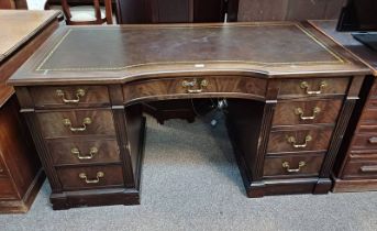 MAHOGANY KNEEHOLE DESK WITH SHAPED TOP,