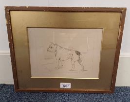 STAFFORDSHIRE BULL TERRIER MARKED EC 1820 FRAMED PICTURE 13 X 19 CM