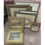 FRAMED PICTURES TO INCLUDE TWO GILT FRAMED OIL PAINTINGS BY MARSHALL,