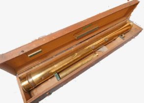 LATE 19TH CENTURY LACQUERED BRASS ASTRONOMICAL TELESCOPE IN WOODEN BOX Condition Report:
