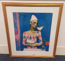 GILT FRAMED PRINT AFTER MORROCCO, HARLEQUIN,