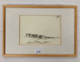 WILLIAM LAMB HORSE & CART ON THE FORESHORE FRAMED PRINT 15 X 21 CM