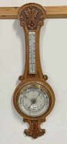 OAK ANEROID BAROMETER