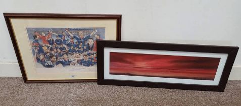 SIGNED LTD EDITION PRINT - GLASGOW RANGERS 9 IN A ROW VICTORIOUS LEAGUE CHAMPIONSHIPS BY SENGA