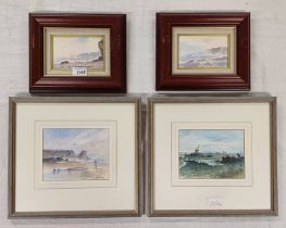 STEVE SLIMM 1953, RURAL & COASTAL SCENES, SIGNED 4 FRAMED WATERCOLOURS,