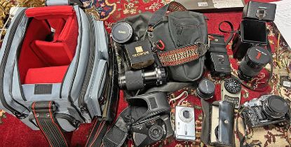 OLYMPUS OM30 CAMERA WITH A SELECTION OF ACCESSORIES & LENSES TO INCLUDE OZECK II MATCH MULTIPLIER 2